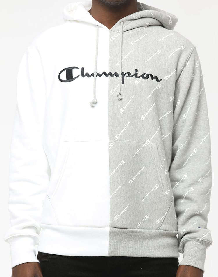 Champion Spliced Reverse Weave Hood 2XR White/Oxford Grey