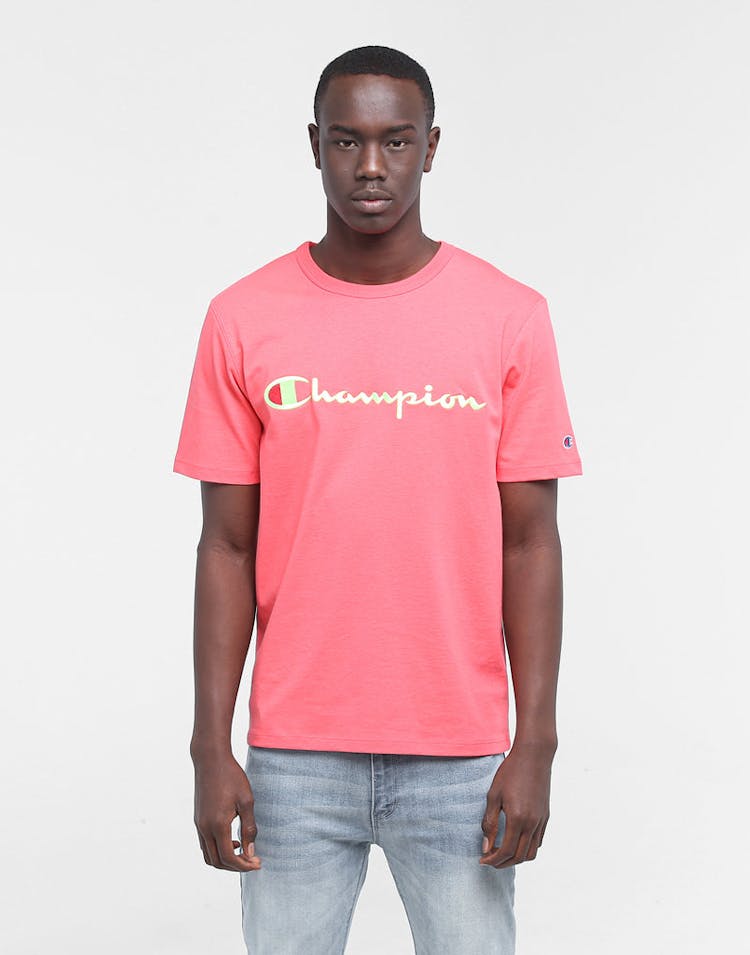 Champion Heritage Script Tee Coral Glow/Ice