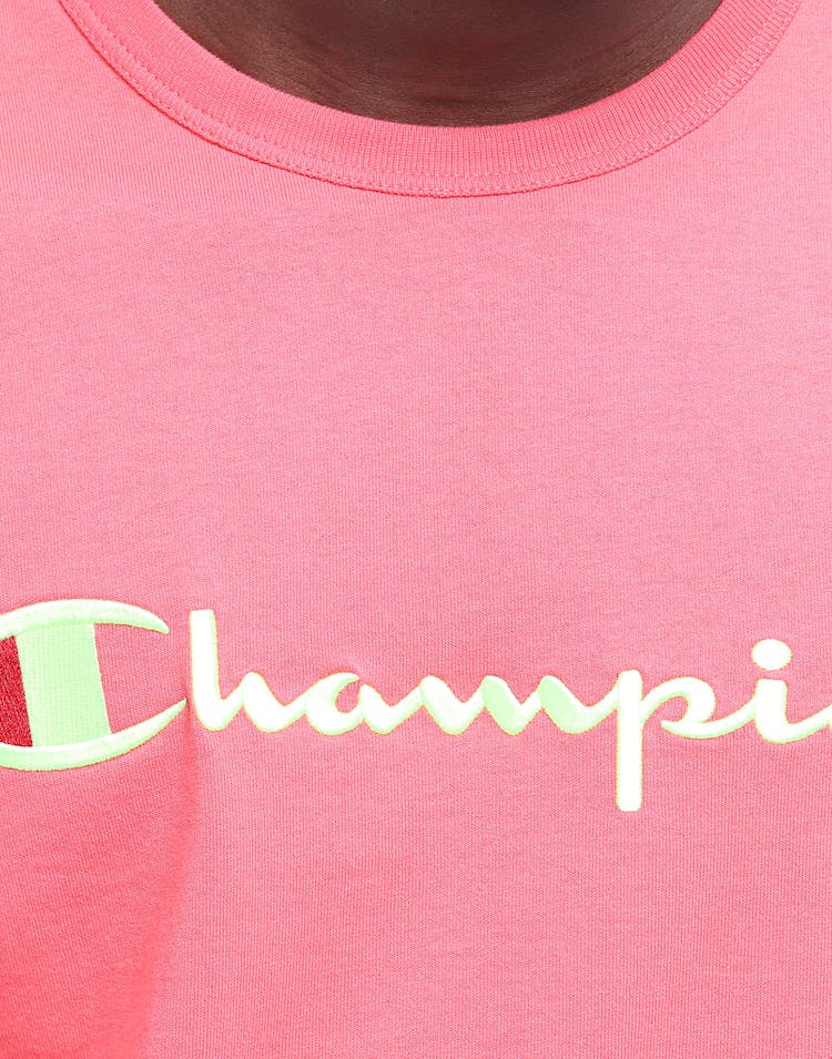 Champion Heritage Script Tee Coral Glow/Ice