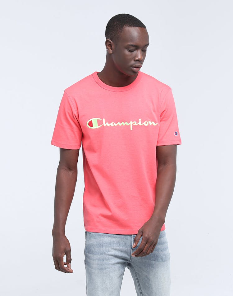 Champion Heritage Script Tee Coral Glow/Ice