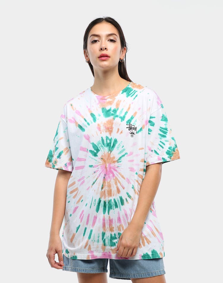 Stussy Women's Kingley OS Tee White Tie Die