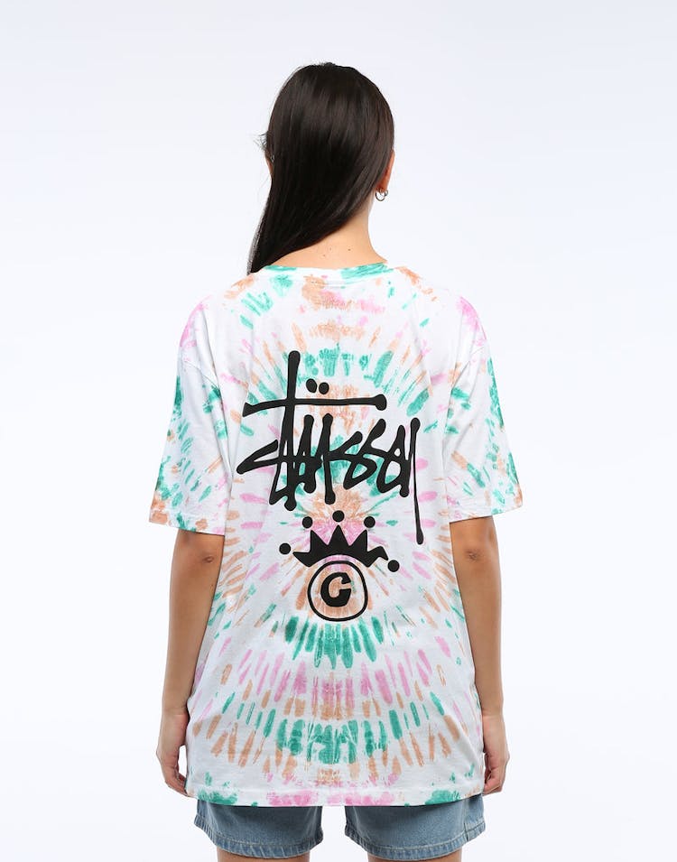 Stussy Women's Kingley OS Tee White Tie Die