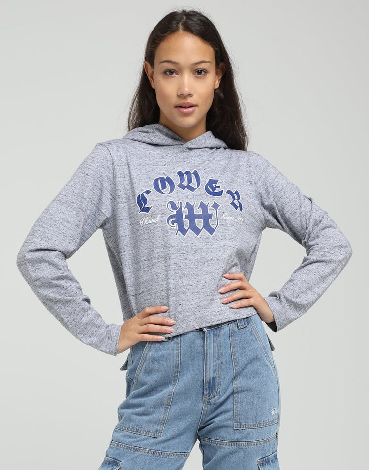 Lower Women's Crop Hooded LS Tee Brittle Silver Marle