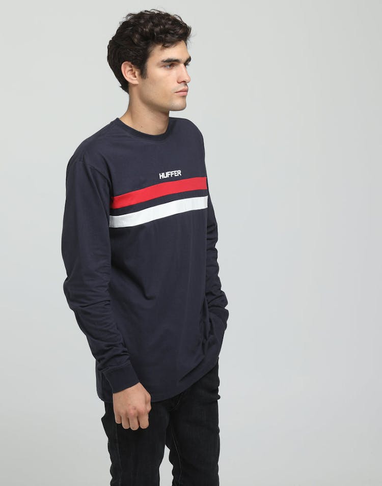 Huffer ITSUKI LS Sup Tee Navy/Red