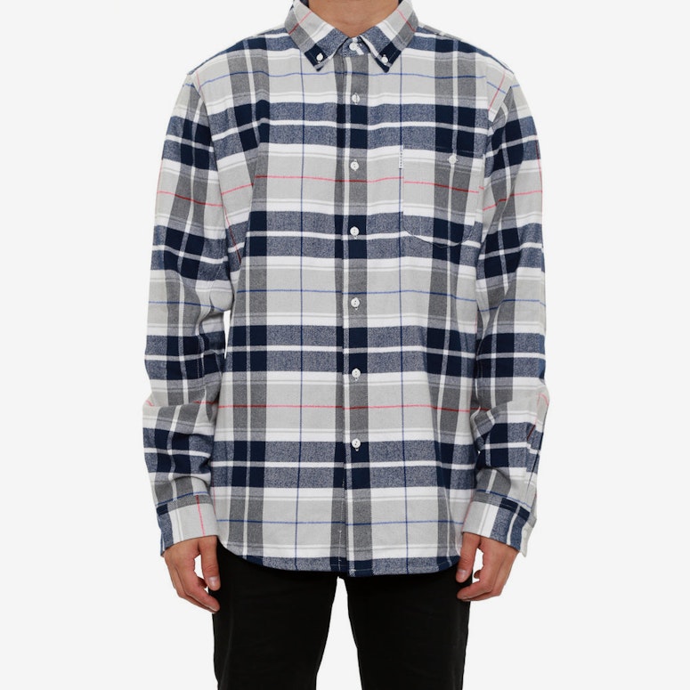 Rafter Plaid Woven Long Sleeve Top White