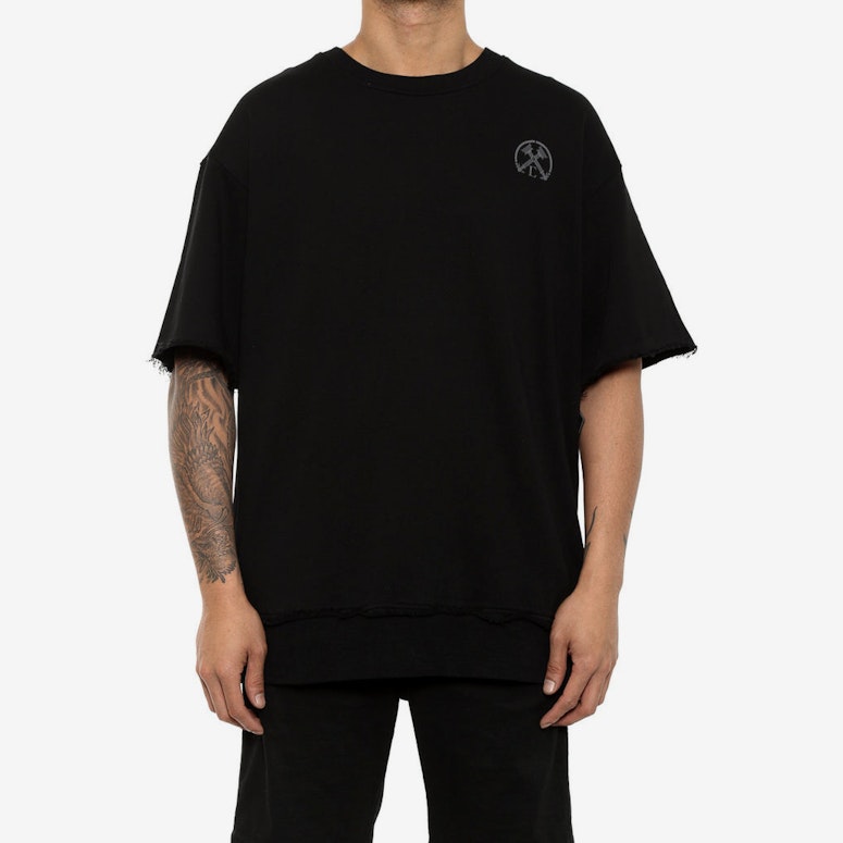 Oversize Raw Cut Short Sleeve Crew Black