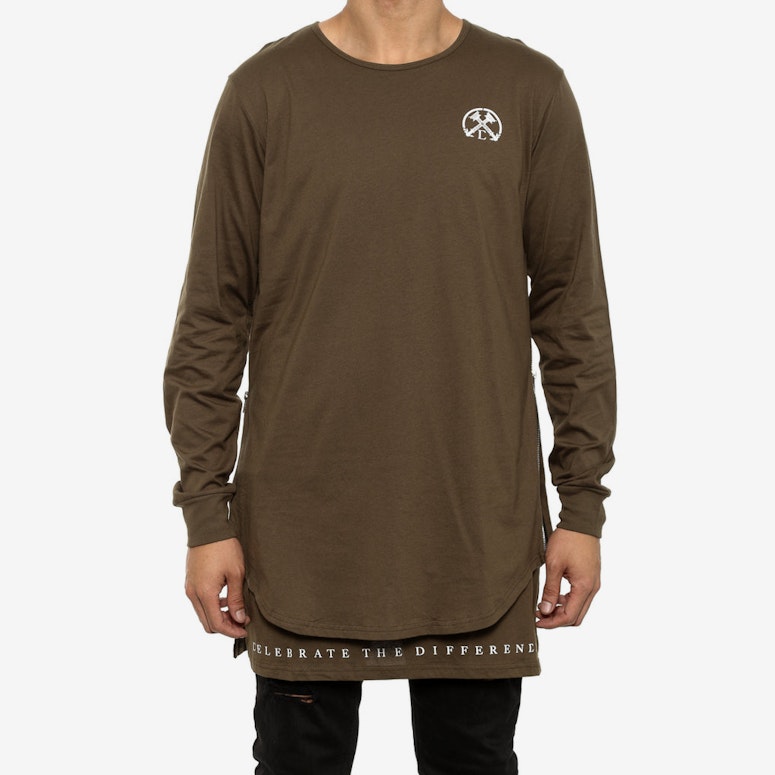 Side Zip Twofer Long Sleeve Olive