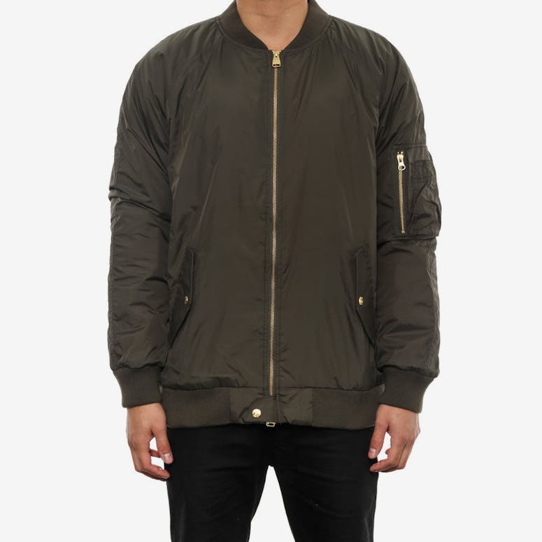 Faction Bomber Jacket Dark Green/red