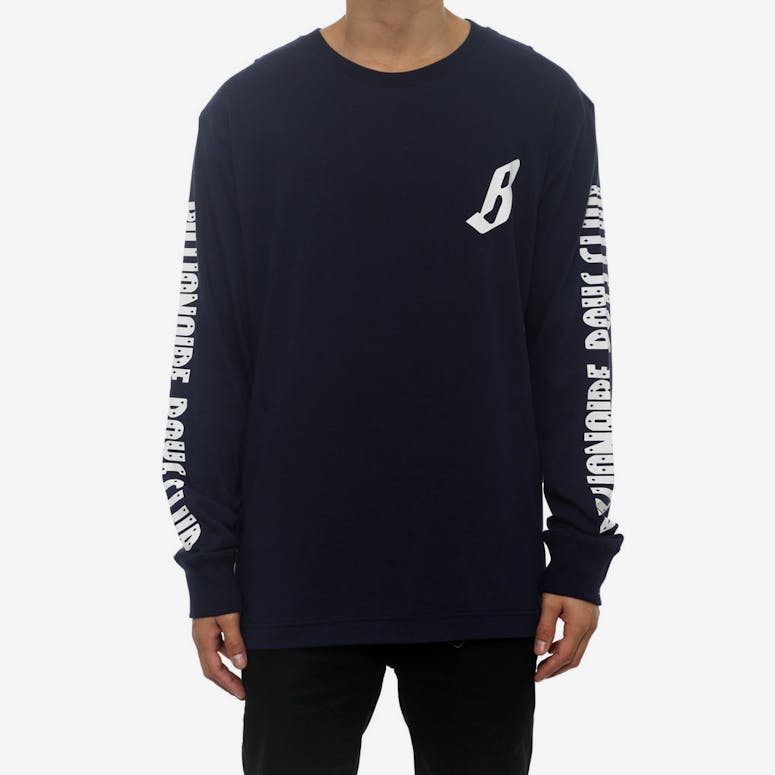 B Logo Long Sleeve Tee Navy/white