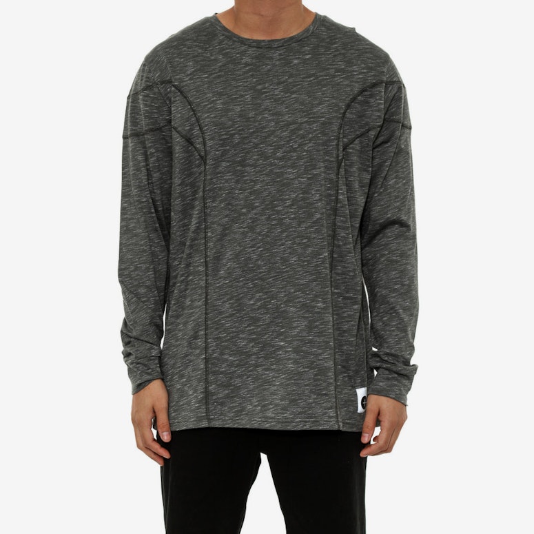 Speckled Grey Long Sleeve Tee Black