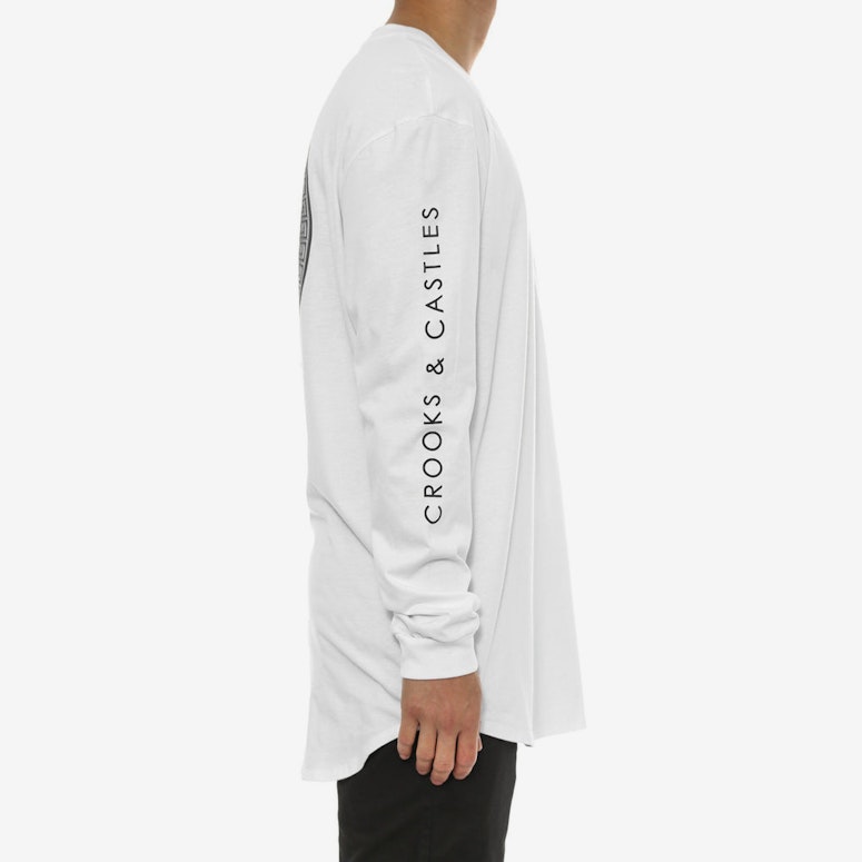 Silver Coin Long Sleeve Scallop T White/silver