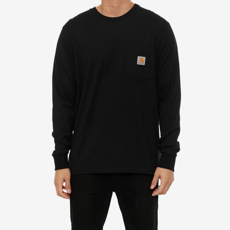 Long Sleeve Pocket Tee Black