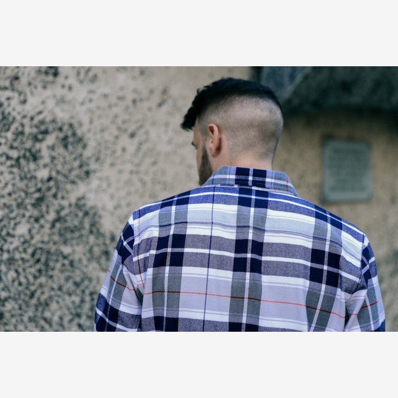 Rafter Plaid Woven Long Sleeve Top White