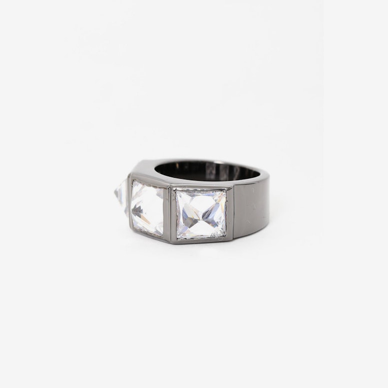 Crystal Spike Ring Gunmetal/white