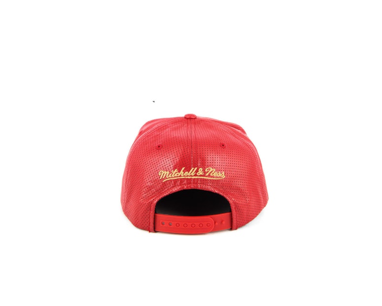 49ers Perforated Leather Snapback Red