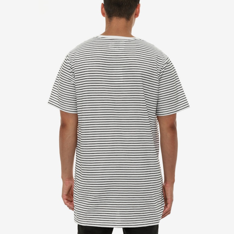 Striped Drop Hem Tee White
