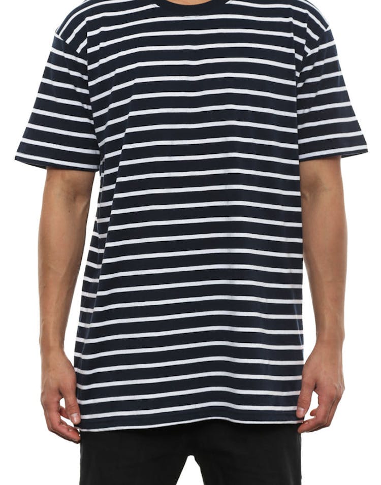 Staple Stripe Tee Navy/white
