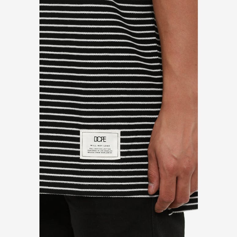 Striped Drop Hem Tee Black