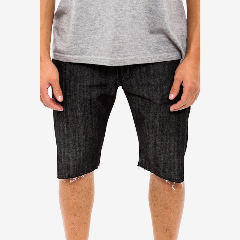 Raw Denim Cut Off Short Black