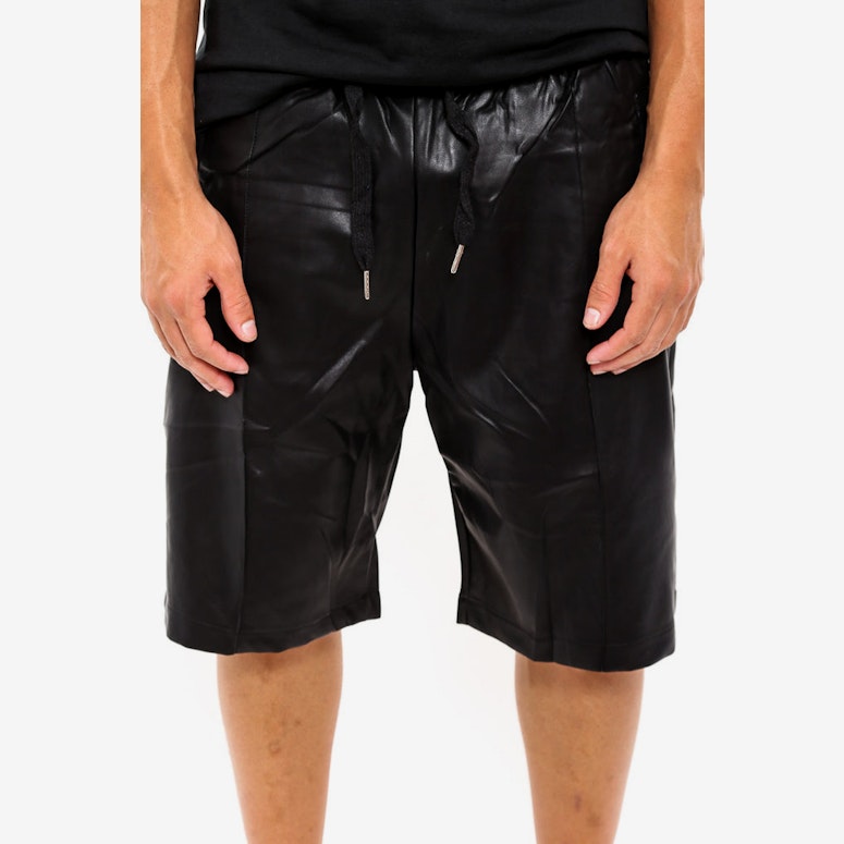 Leather Jogging Short Black
