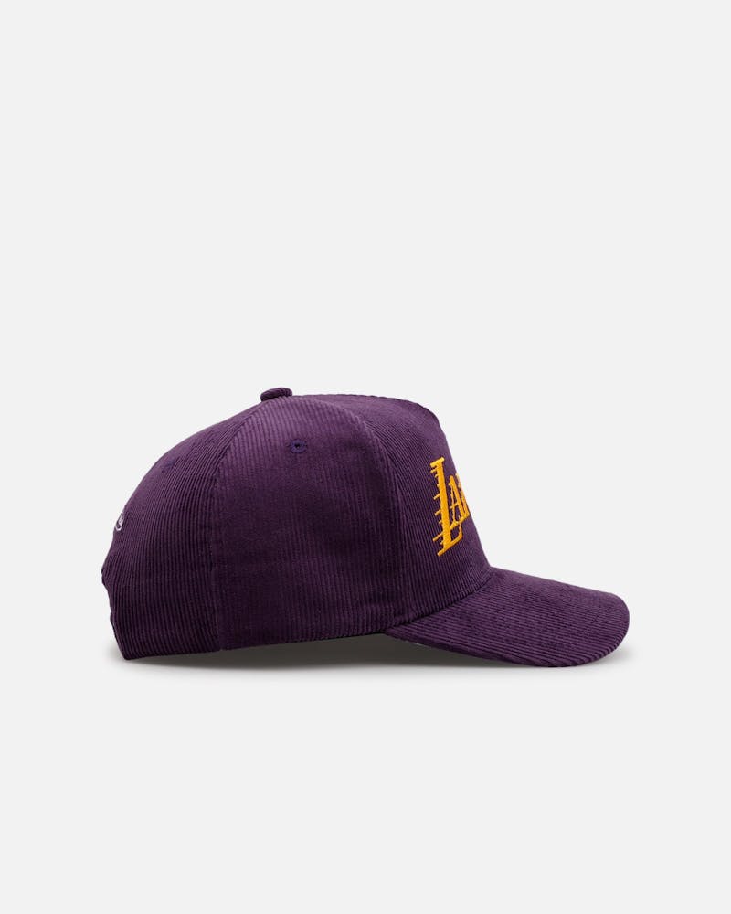 Mitchell & Ness Los Angeles Lakers 'Vintage Cord' Pro Pinch Corduroy Snapback Purple thumbnail - 3