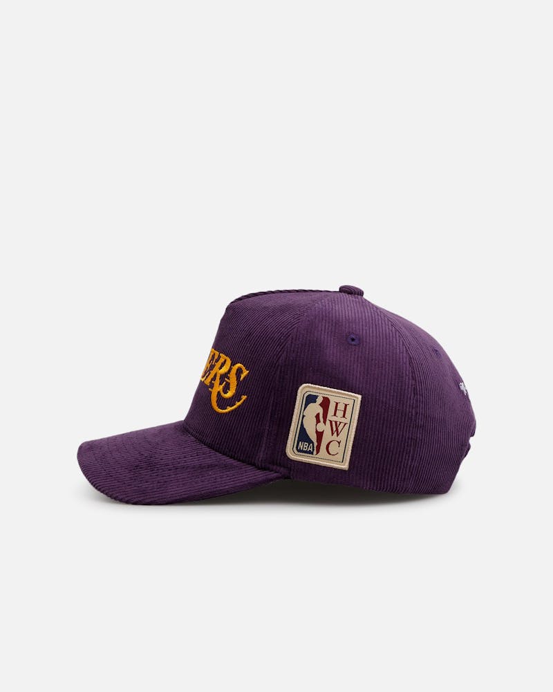 Mitchell & Ness Los Angeles Lakers 'Vintage Cord' Pro Pinch Corduroy Snapback Purple thumbnail - 4