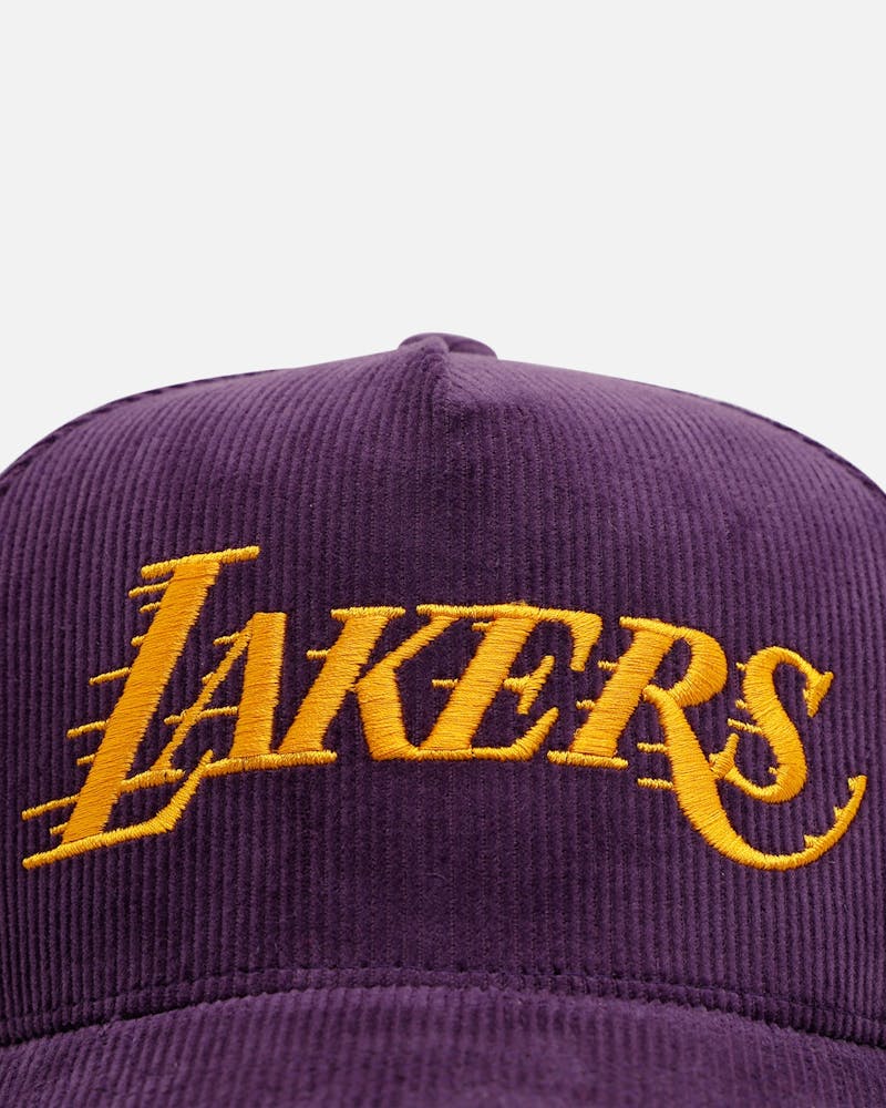 Mitchell & Ness Los Angeles Lakers 'Vintage Cord' Pro Pinch Corduroy Snapback Purple thumbnail - 5