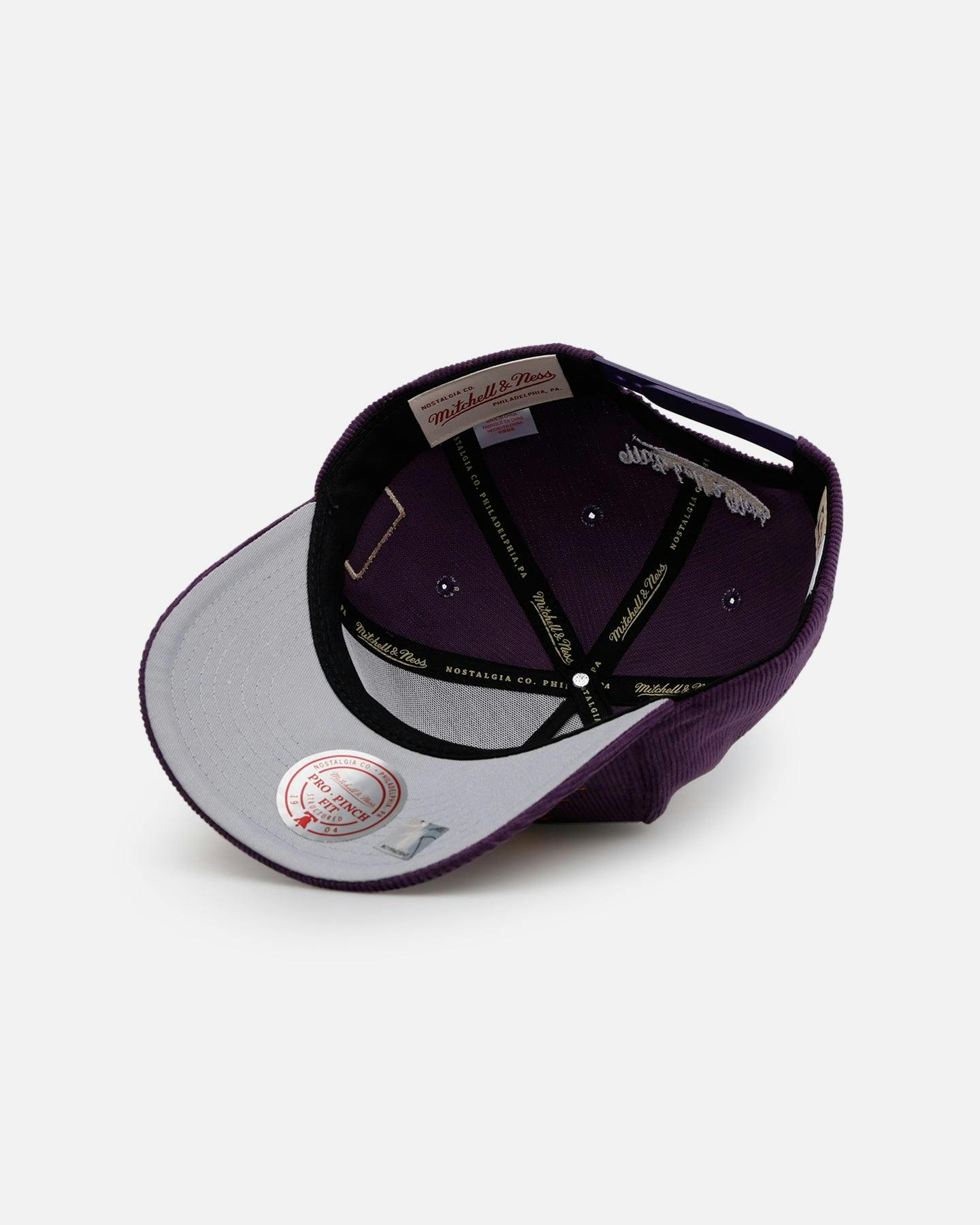Mitchell & Ness Los Angeles Lakers 'Vintage Cord' Pro Pinch Corduroy Snapback Purple