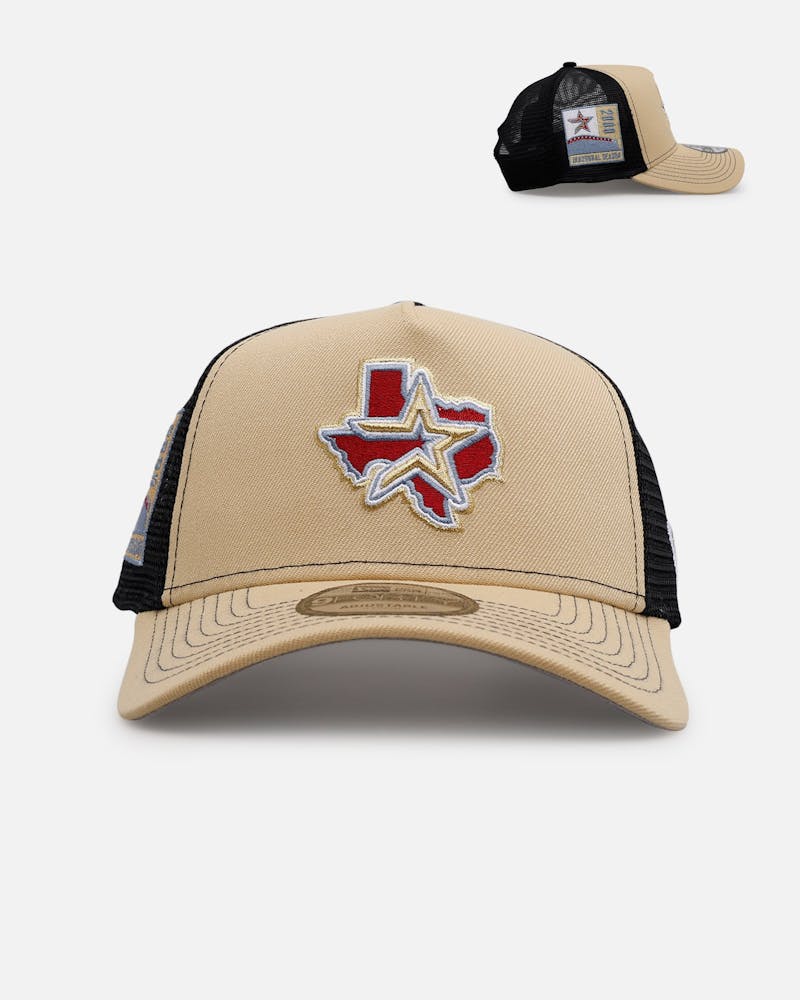 New Era Houston Astros 'Vintage Truckers' 9FORTTY A-Frame Trucker Snapback Vegas Gold thumbnail - 0