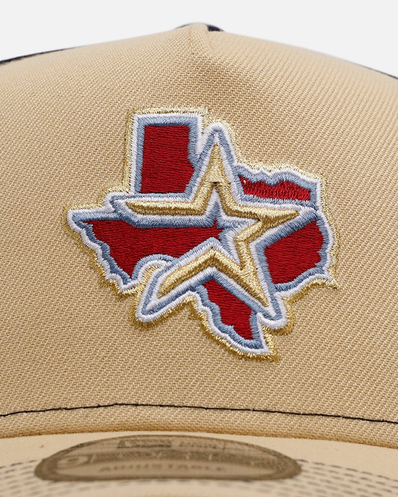 New Era Houston Astros 'Vintage Truckers' 9FORTTY A-Frame Trucker Snapback Vegas Gold thumbnail - 4