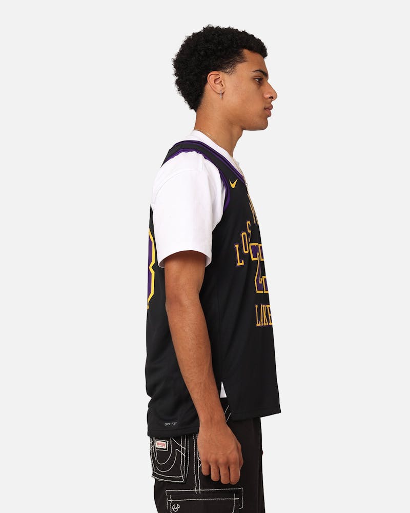Nike Los Angeles Lakers Lebron James Dri-FIT Swingman Jersey Black thumbnail - 6