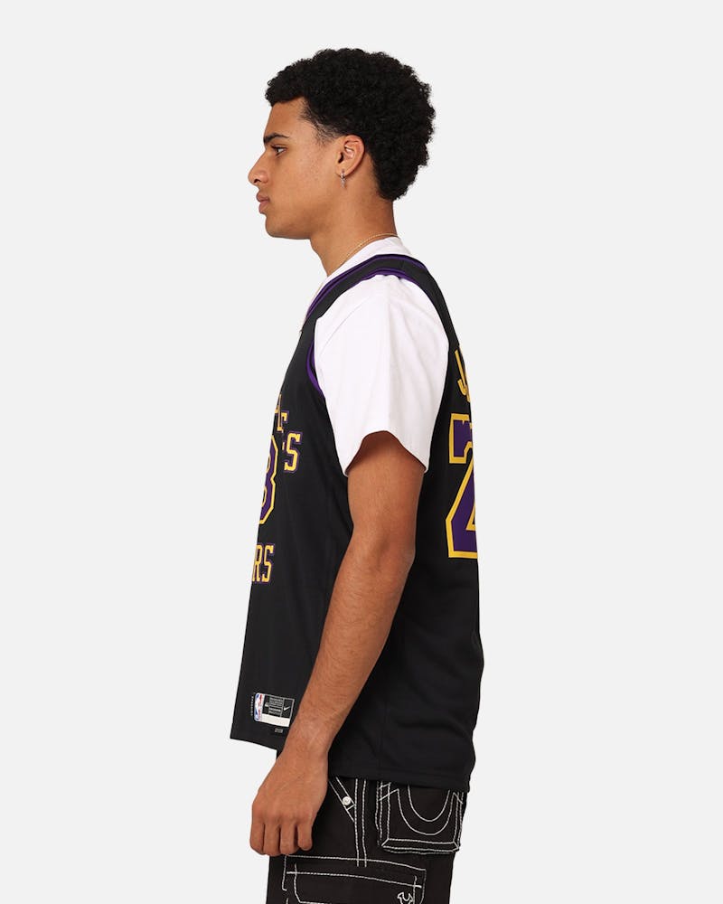 Nike Los Angeles Lakers Lebron James Dri-FIT Swingman Jersey Black thumbnail - 7