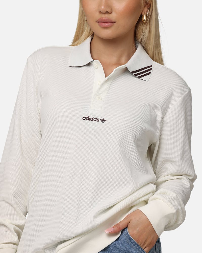 Adidas Long Sleeve Polo Shirt Off White Culture Kings