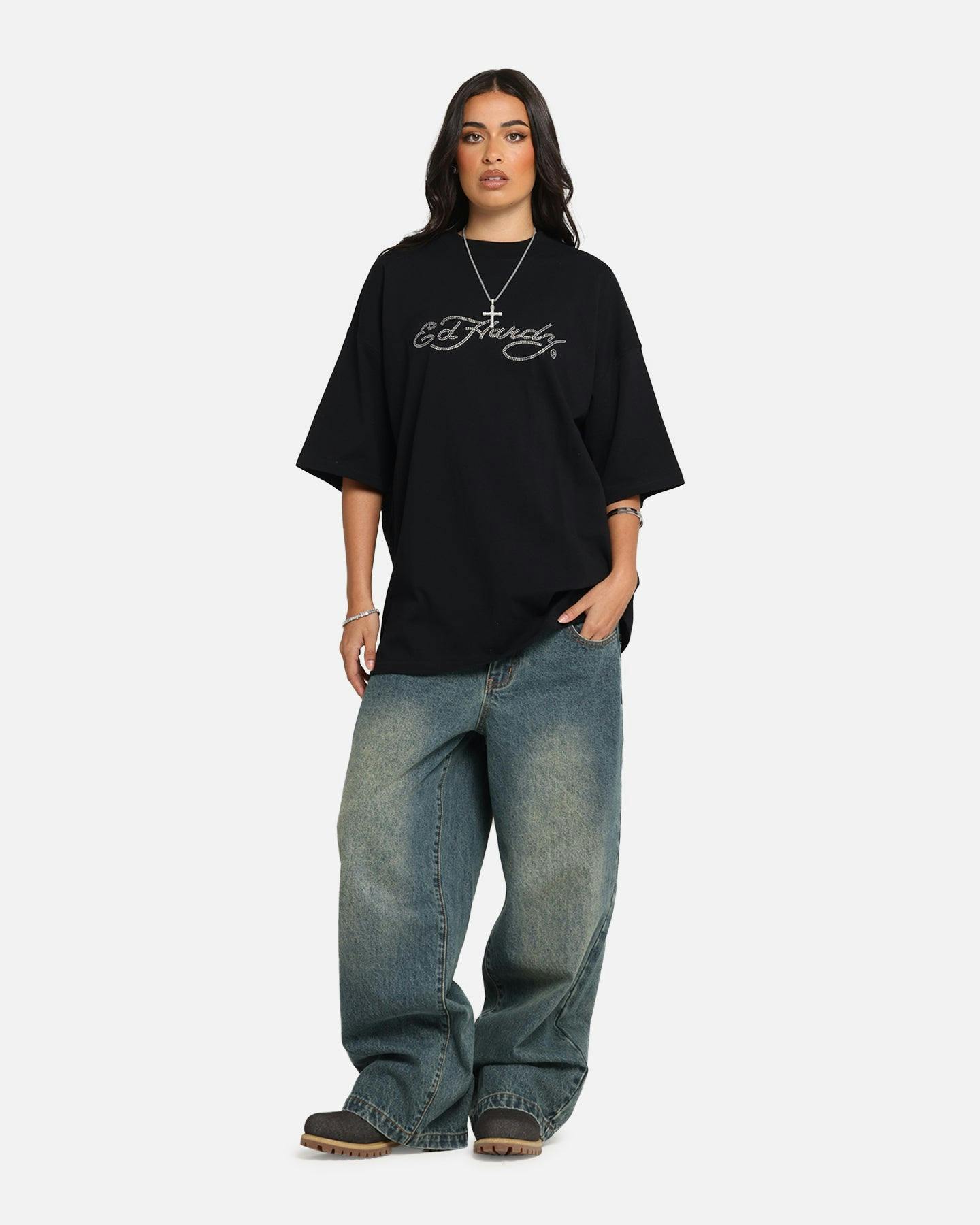 Ed Hardy Rhinestone Dragon Vintage T-Shirt Vintage Wash