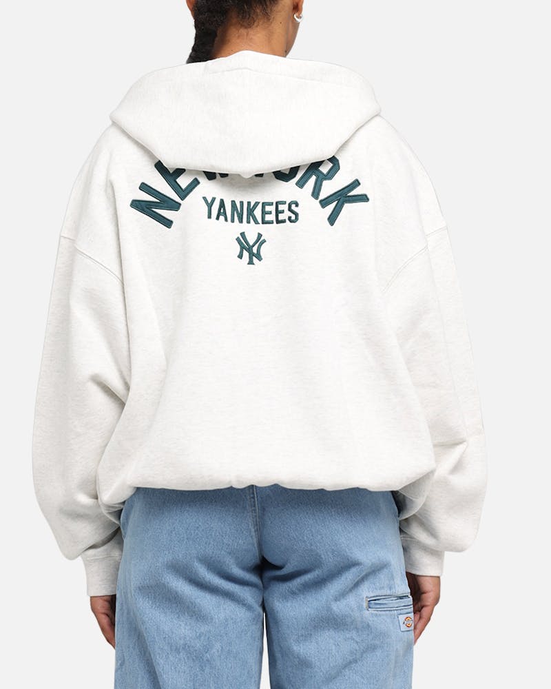 Majestic Athletic New York Yankees Arch FZ Boxy Hoodie White Marle thumbnail - 1