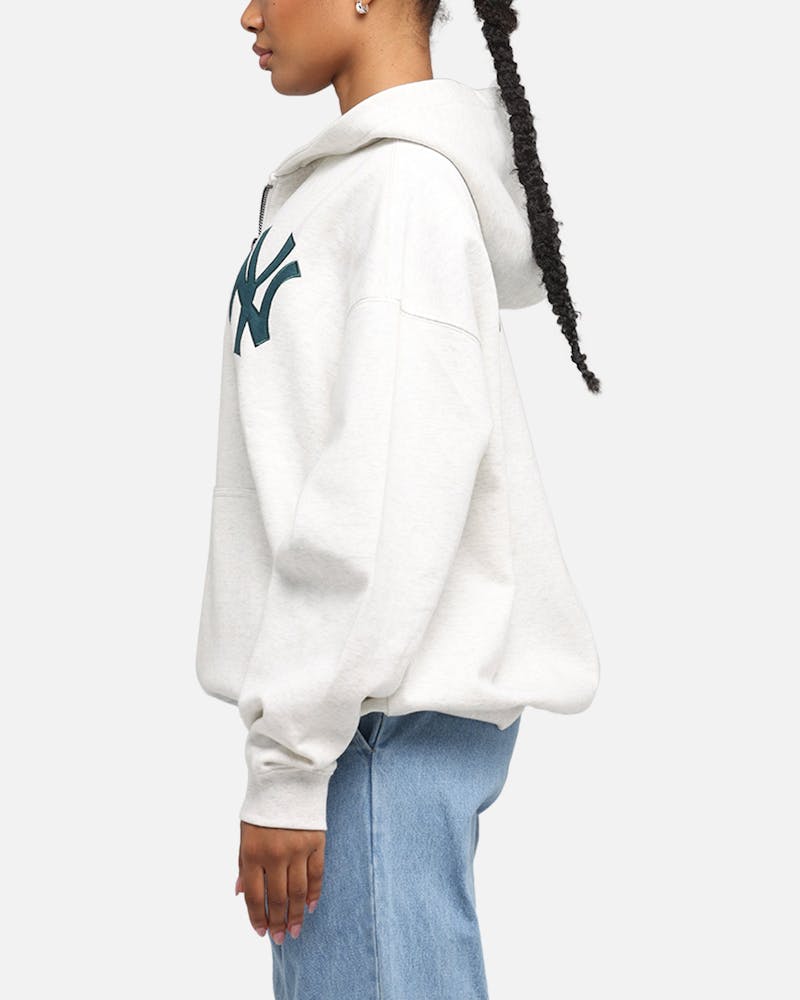 Majestic Athletic New York Yankees Arch FZ Boxy Hoodie White Marle thumbnail - 5