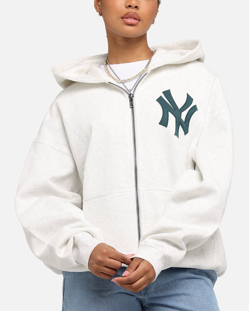 Majestic Athletic New York Yankees Arch FZ Boxy Hoodie White Marle thumbnail - 6