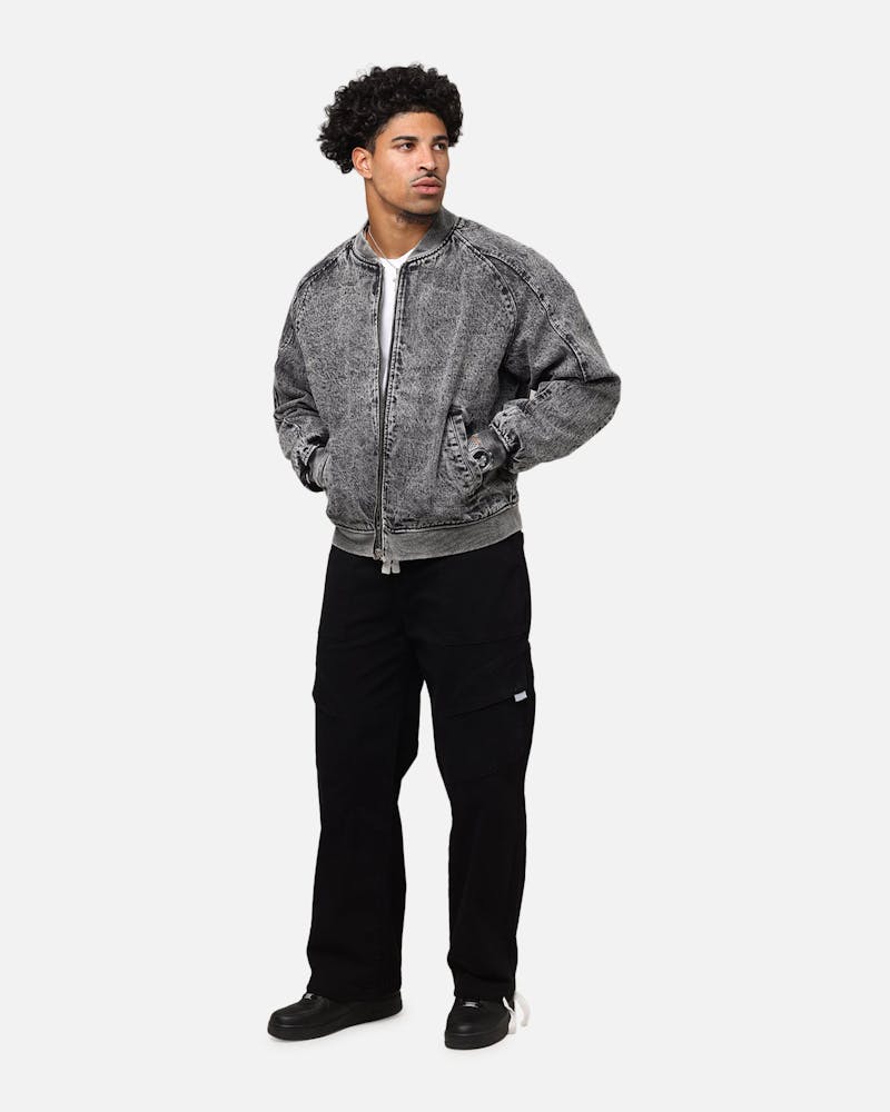 Saint Morta Flight Denim Jacket Black Stonewash