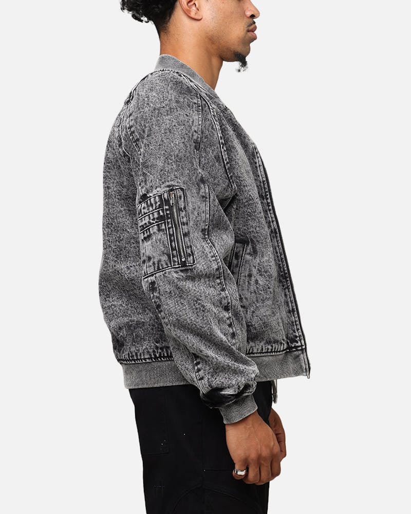 Saint Morta Flight Denim Jacket Black Stonewash