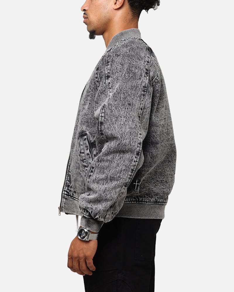Saint Morta Flight Denim Jacket Black Stonewash