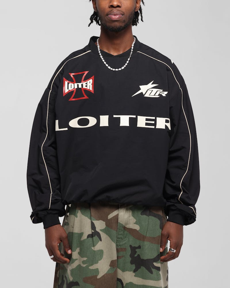 Loiter Racer Nylon Jersey Crewneck Black thumbnail - 0