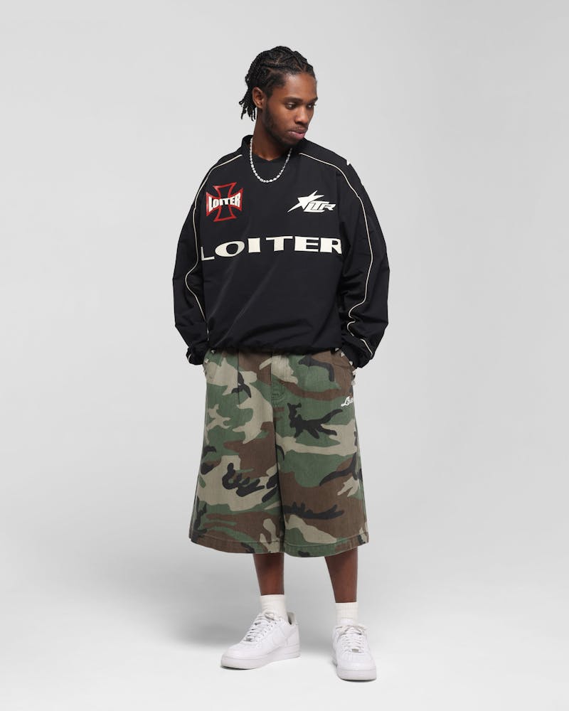 Loiter Racer Nylon Jersey Crewneck Black thumbnail - 2