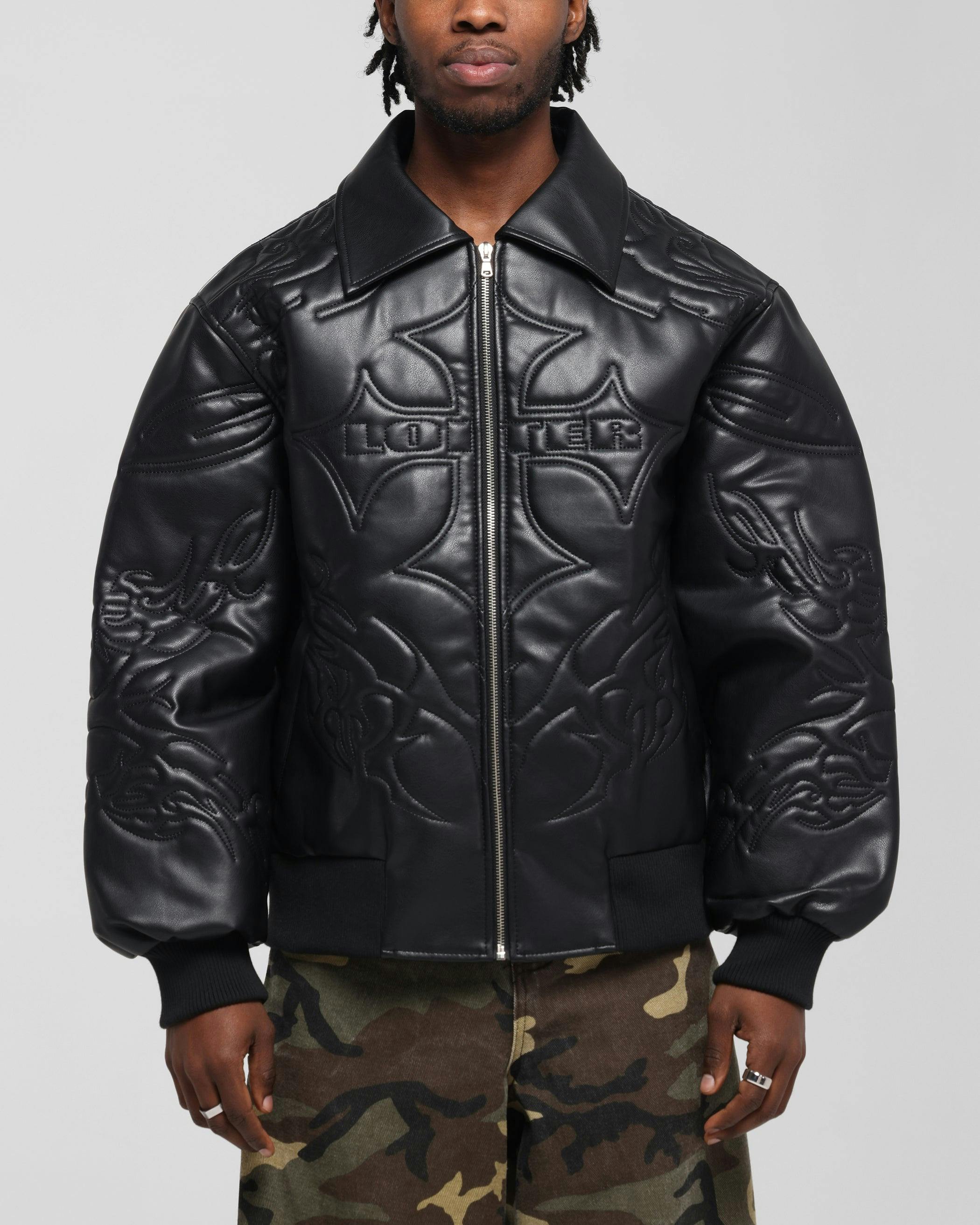 Loiter Fury Vegan Leather Jacket Washed Black