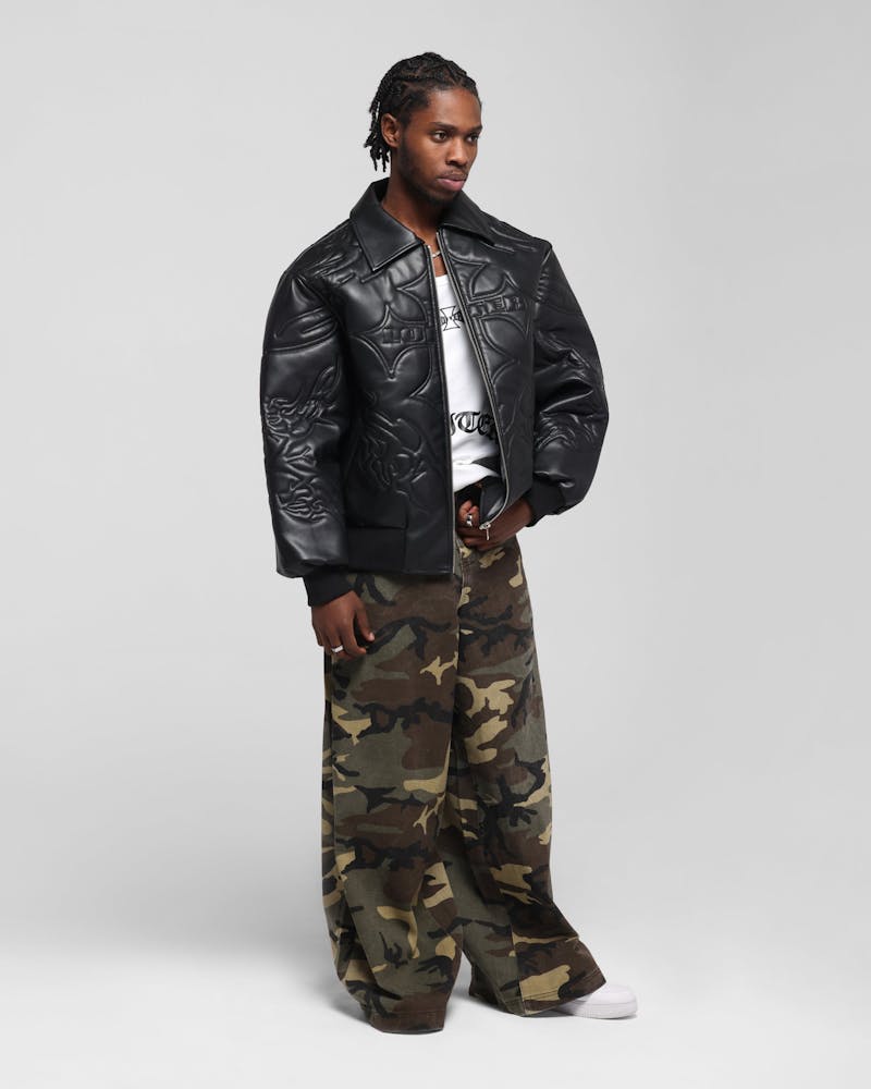 Loiter Fury Vegan Leather Jacket Washed Black thumbnail - 1