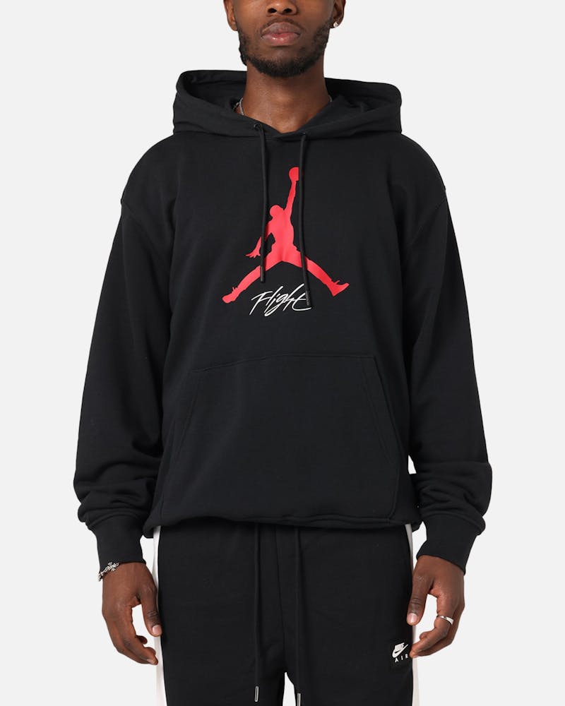 Jordan Essentials Loopback Fleece Pullover Hoodie Black/Red thumbnail - 0