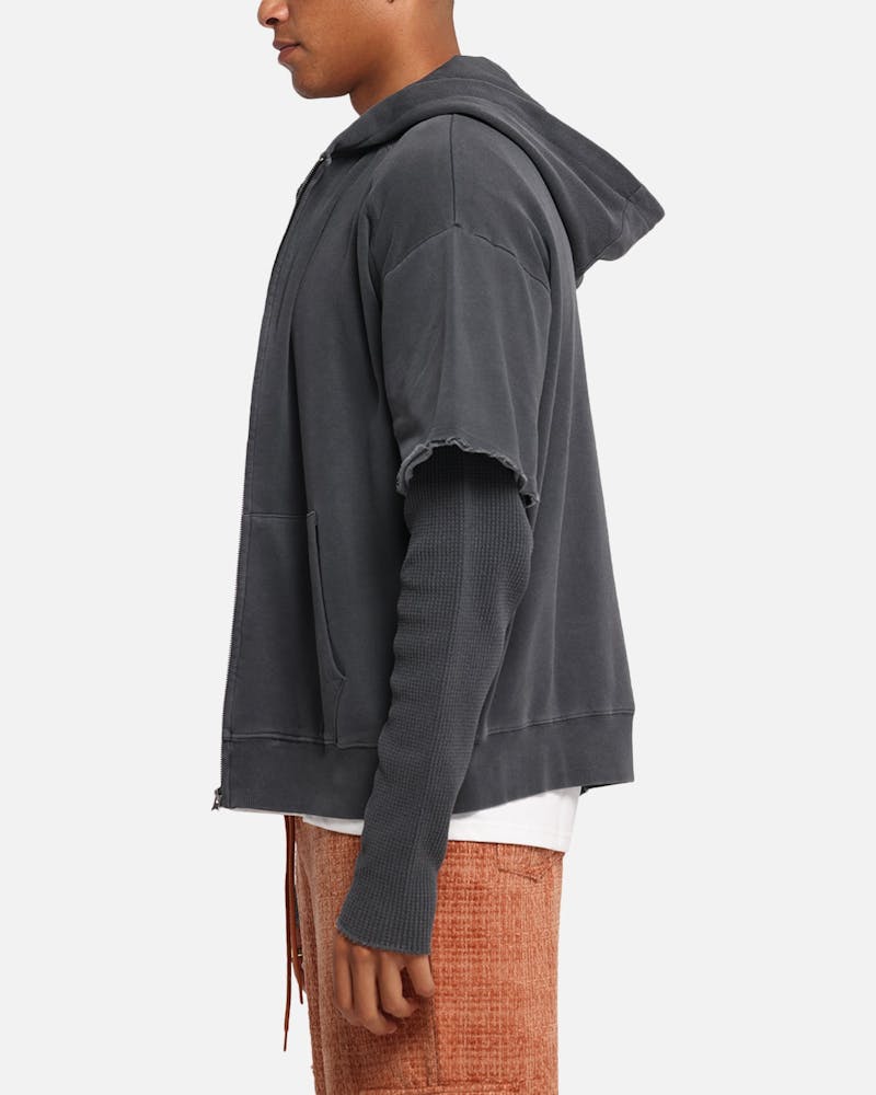 XXIII Hybrid Layered Hoodie Washed Black thumbnail - 4