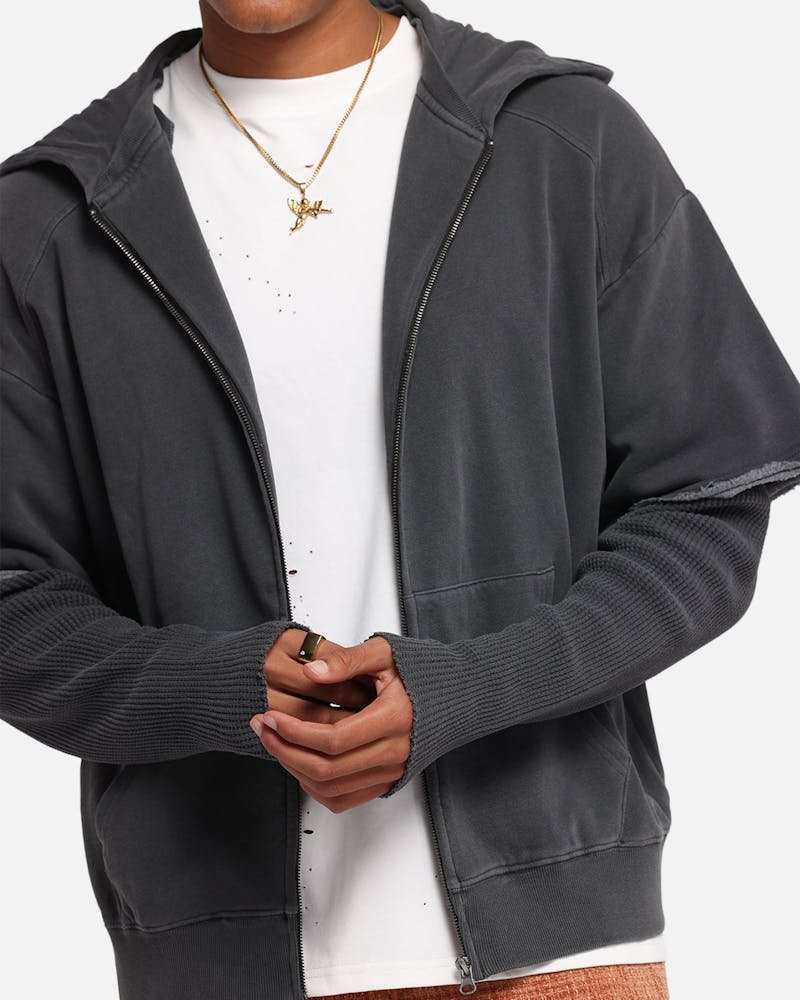 XXIII Hybrid Layered Hoodie Washed Black thumbnail - 6