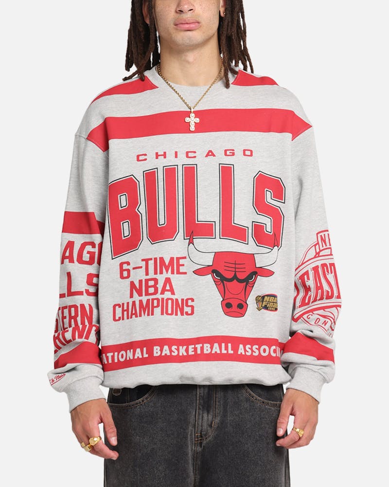 Mitchell & Ness Chicago Bulls Letterform Crewneck Grey Marle/Official Team Color thumbnail - 0