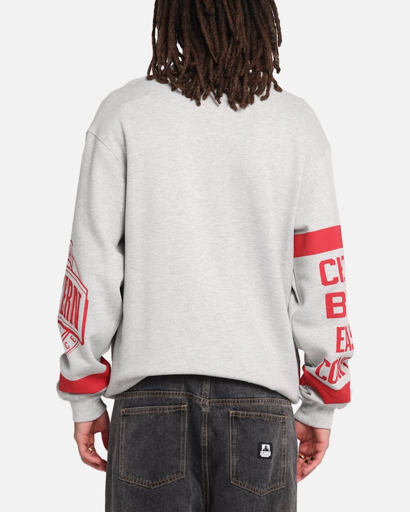 Mitchell & Ness Chicago Bulls Letterform Crewneck Grey Marle/Official Team Color thumbnail - 2