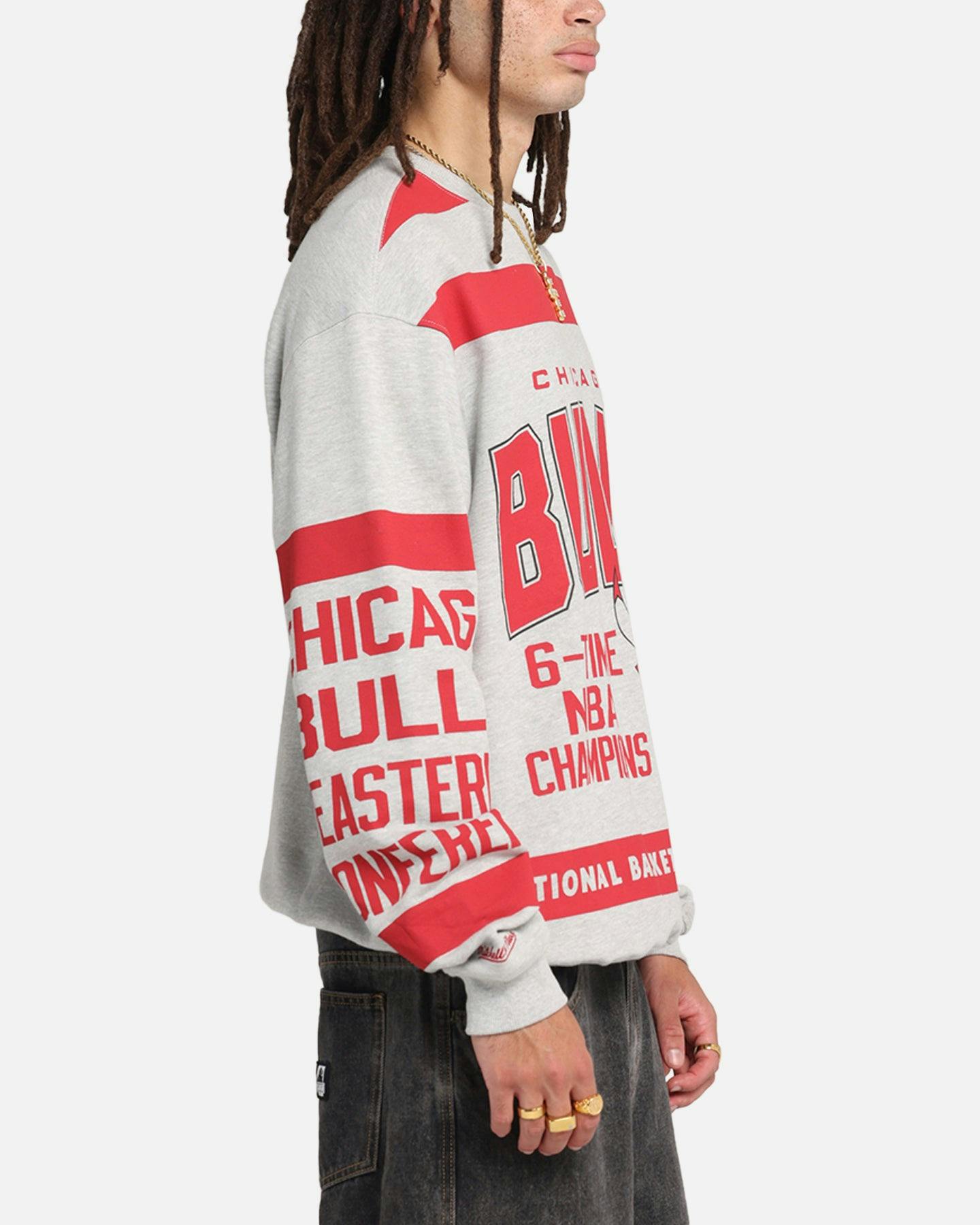 Mitchell & Ness Chicago Bulls Letterform Crewneck Grey Marle/Official Team Color